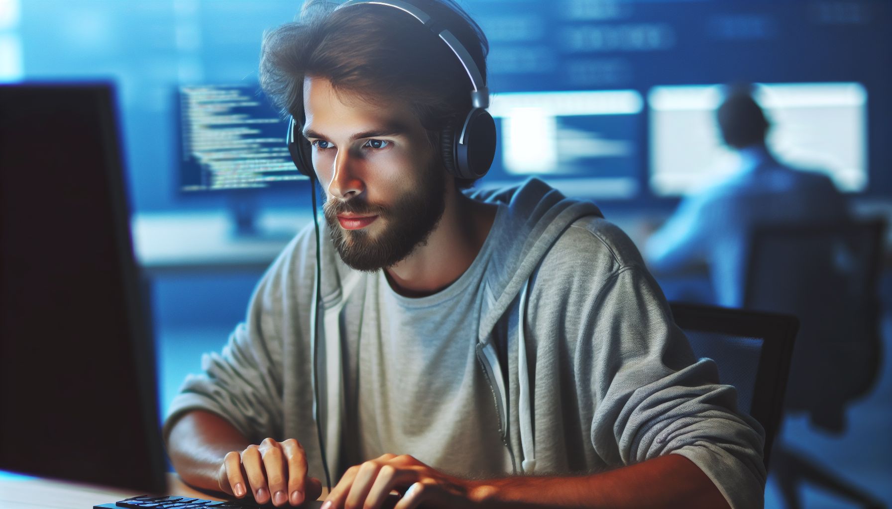 Ein Bild eines beschäftigten PHP-Entwicklers der an einem Projekt arbeitet