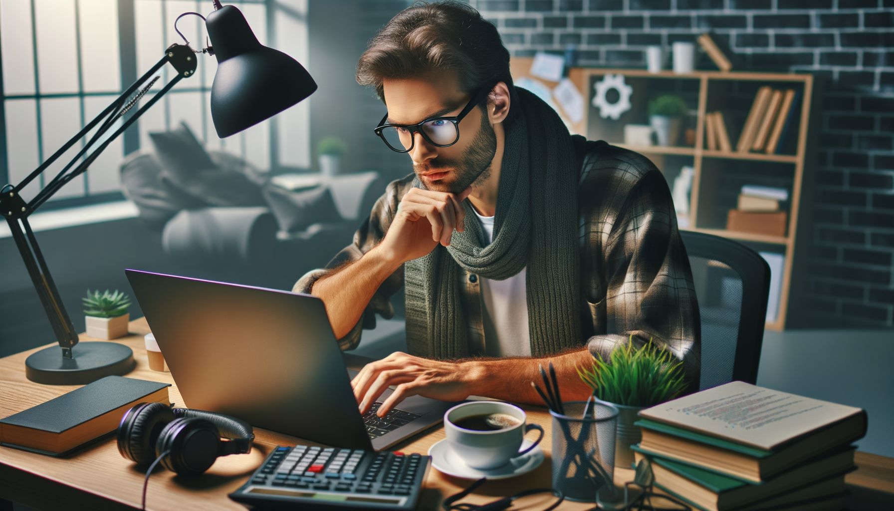 Ein erfahrener PHP Entwickler der an seinem Laptop arbeitet.