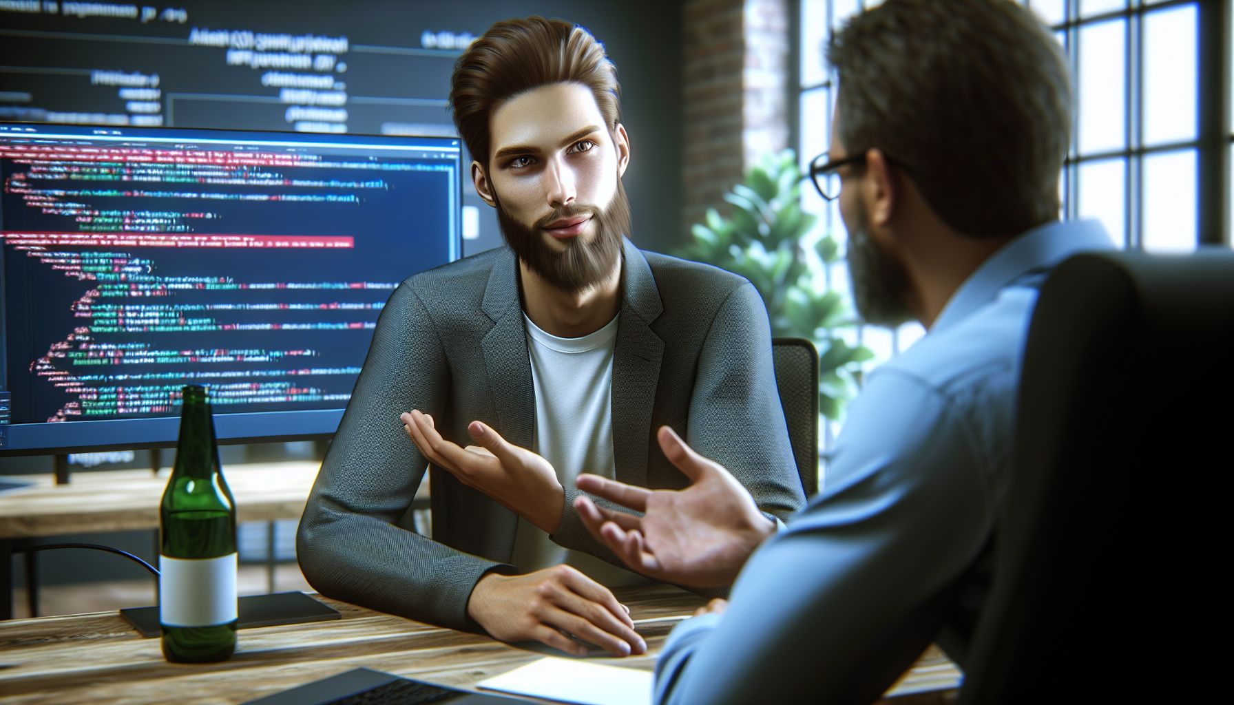 Ein Softwareentwickler der über sein aktuelles Projekt spricht
