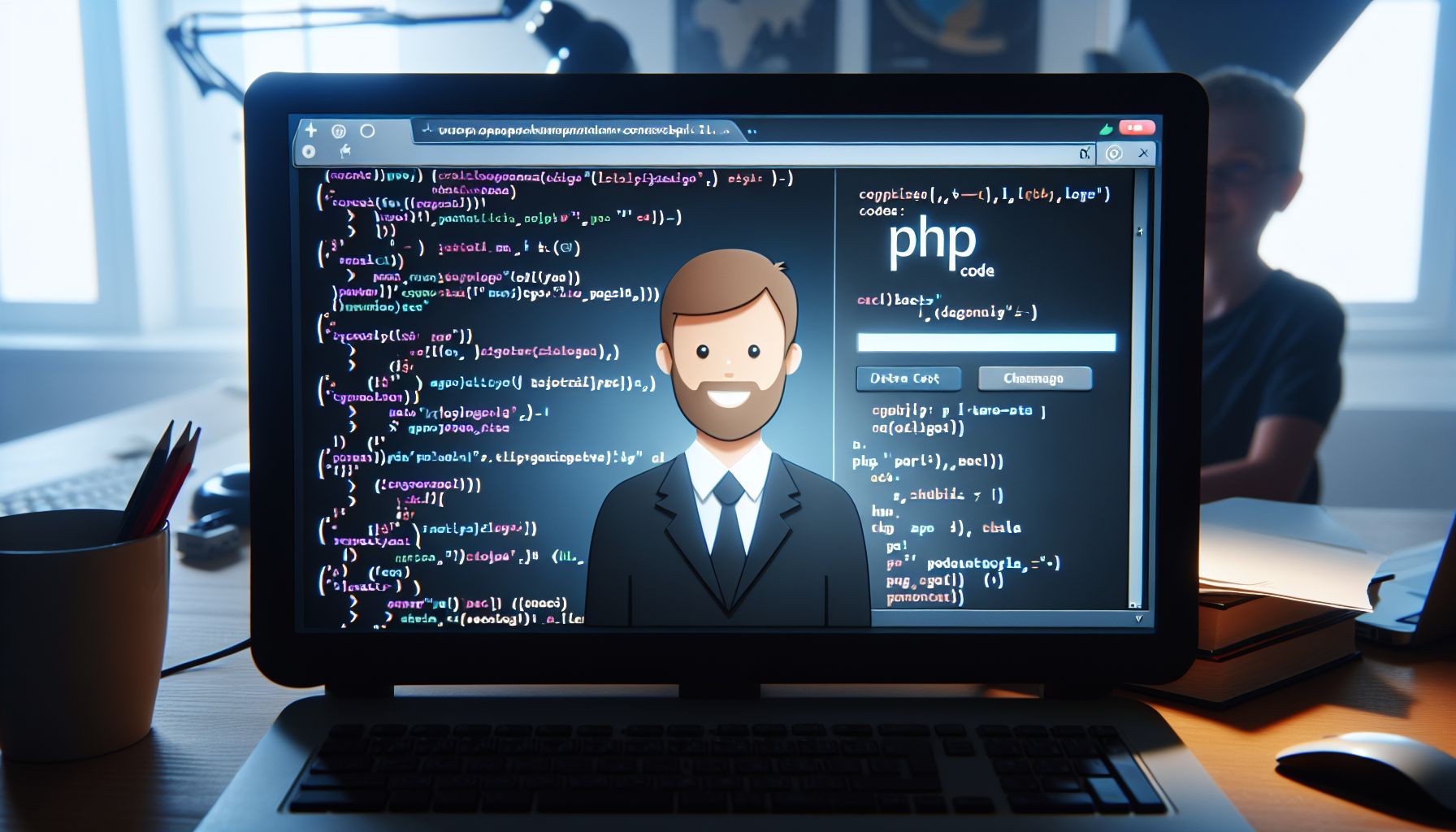 Eine Visualisierung von PHP-Code auf einem Computerbildschirm